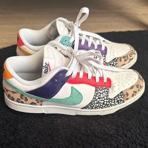 Nike Women's Multicolor Low-Top Sneakers in White, Mint, Purple, Red & Leopard